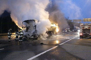 На трассе под Тамбовом сгорел саратовский автобус