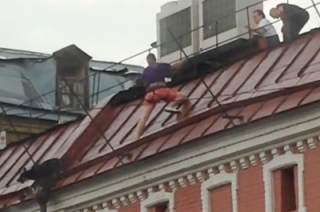 Саратовцы сняли собаку с крыши здания на проспекте Кирова