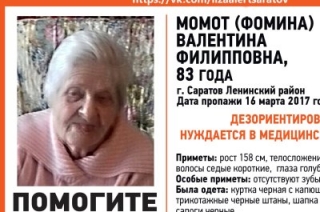 В Саратове пропала без вести 83-летняя Валентина Момот