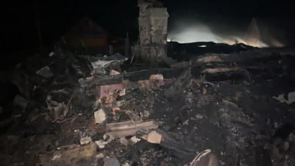 Ночью в сгоревшем дотла доме нашли останки мужчины