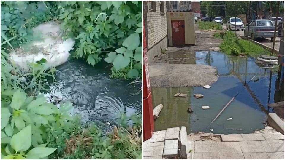 Улицы и дома Саратова и Энгельса снова тонут в канализационных стоках