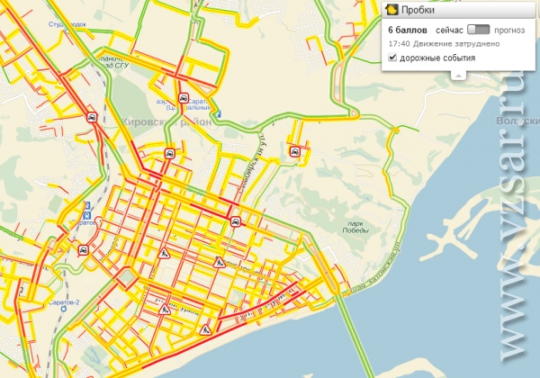 Карта саратова пробки сейчас онлайн на карте