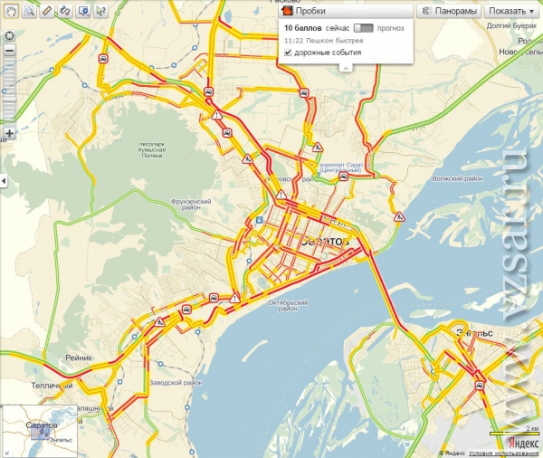 Карта саратова пробки сейчас онлайн на карте