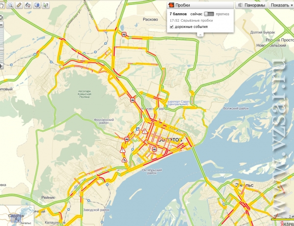 Карта саратова пробки сейчас онлайн на карте