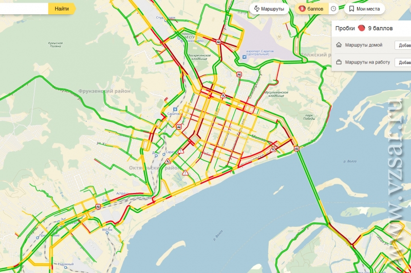 Карта саратова с пробками онлайн