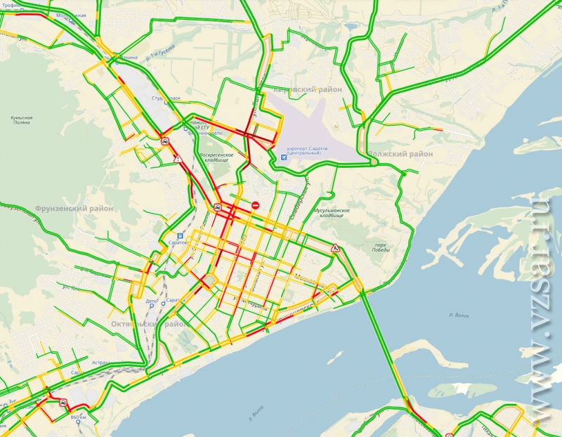 Карта саратова пробки сейчас