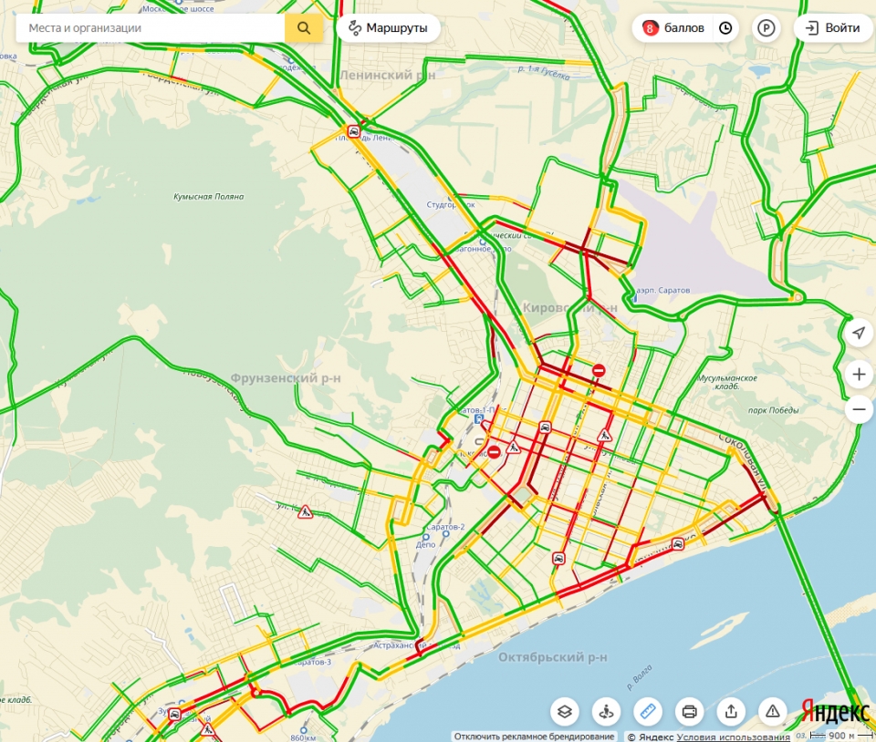 Карта пробок в саратове