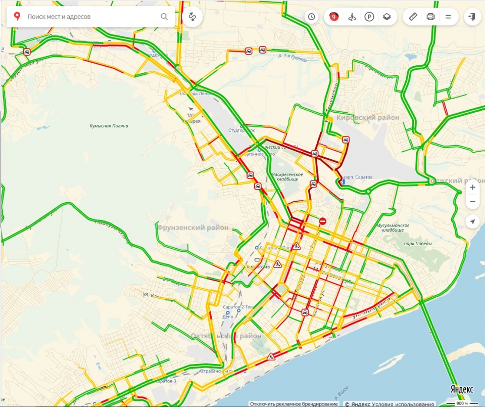 Карта саратова с пробками онлайн