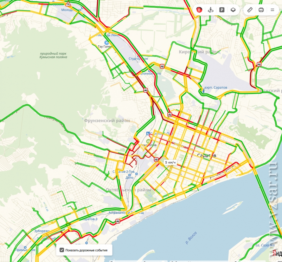 Карта саратова пробки сейчас
