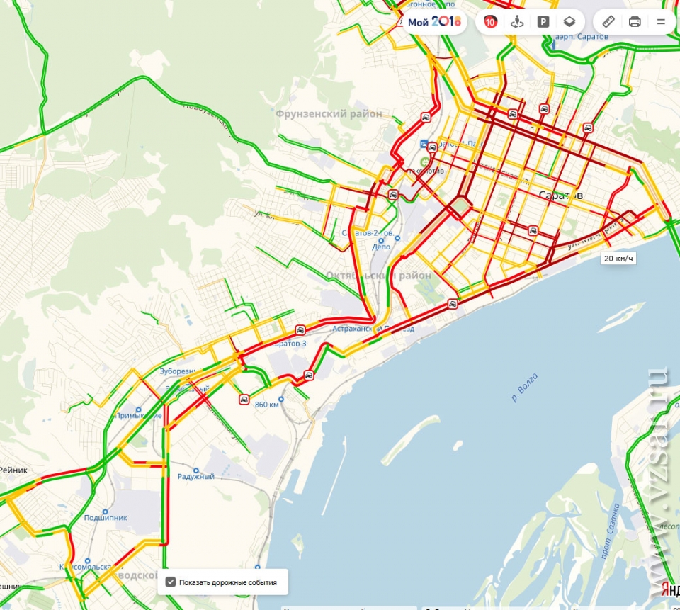 Карта саратова пробки сейчас