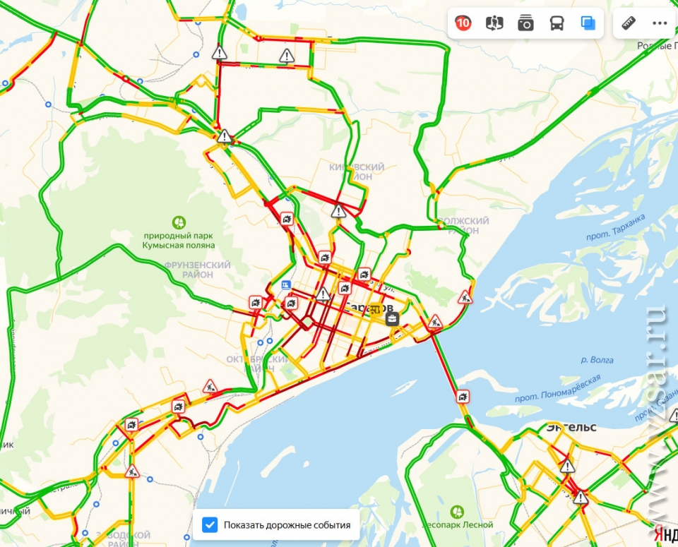 Карта саратова пробки сейчас онлайн на карте