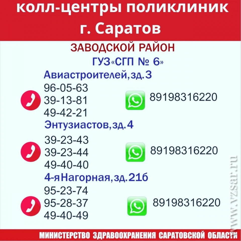 Минздрав напомнил саратовцам телефоны колл-центров поликлиник | Новости  Саратова и области — Информационное агентство 