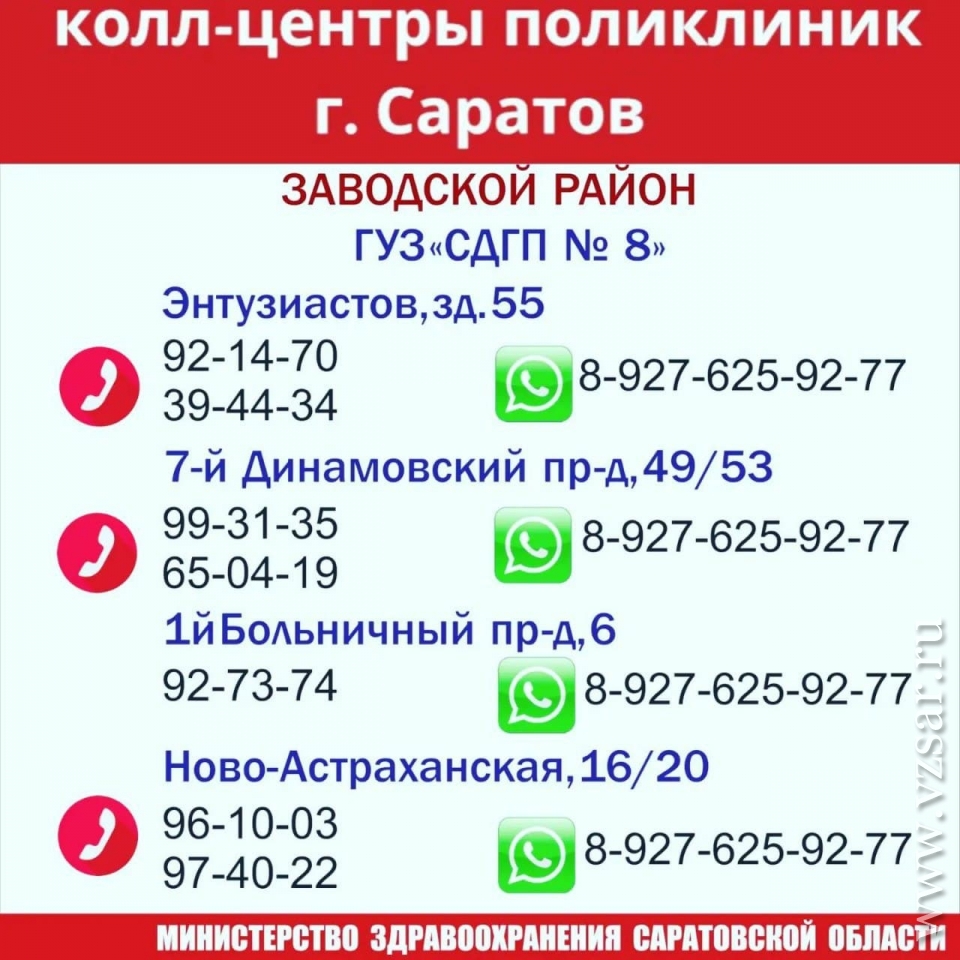 Минздрав напомнил саратовцам телефоны колл-центров поликлиник | Новости  Саратова и области — Информационное агентство 