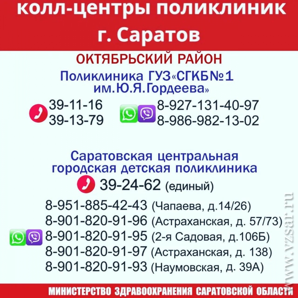 Минздрав напомнил саратовцам телефоны колл-центров поликлиник | Новости  Саратова и области — Информационное агентство 