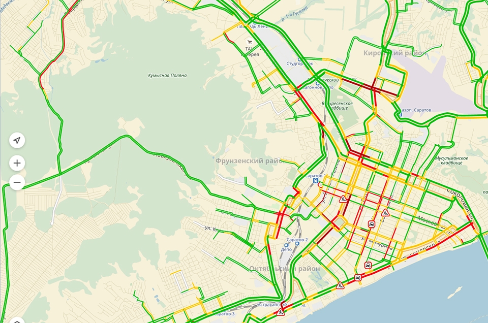 Карта саратова пробки сейчас онлайн на карте