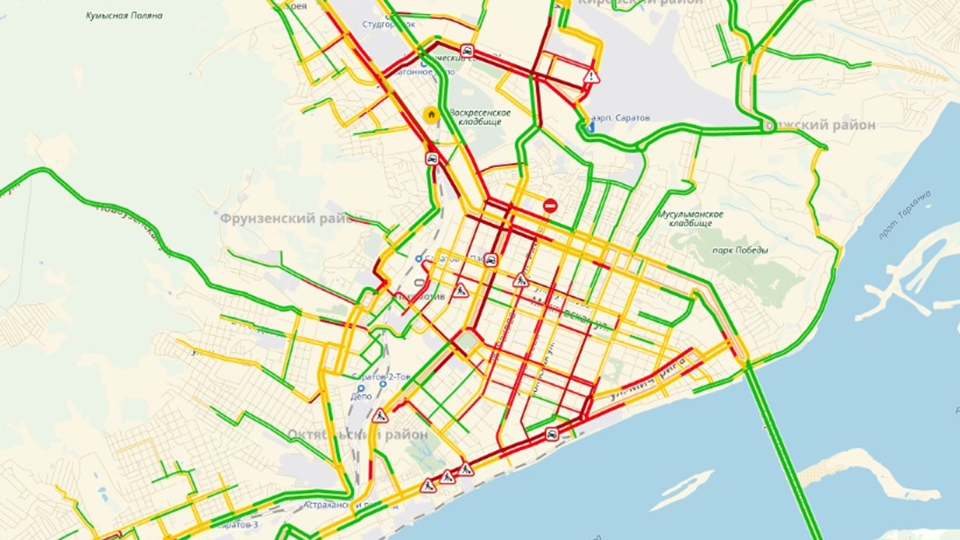 Карта саратова пробки сейчас онлайн на карте